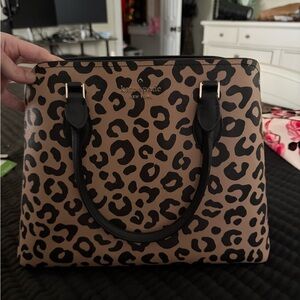 Kate Spade Brown and Black Satchel with Leopard Print